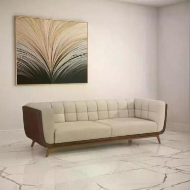 Imagem de Sofá 3 Lugares Peônia Living material sintético Caramelo Pés Madeira L