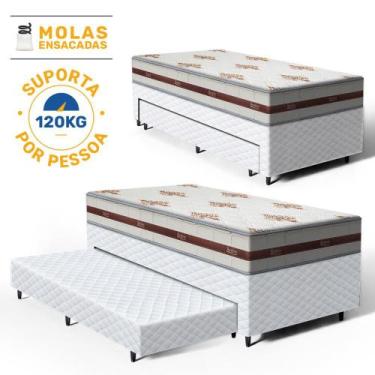 Imagem de Cama Box com Colchao de Molas Ensacadas Anjos Classic com Auxiliar de 