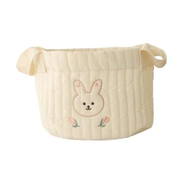 Imagem de Dynwave Cesta de fraldas para bebês, organizador de fraldas com alças, bolsa de armazenamento portátil multifuncional, suporte para brinquedos para viagens ao, Coelho Pequeno