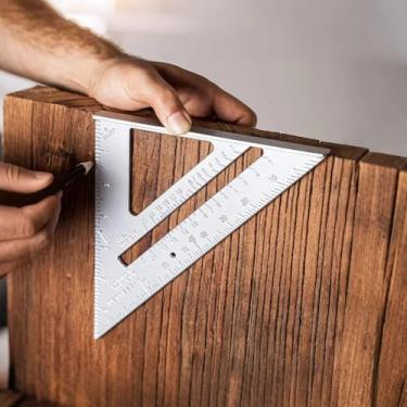 Imagem de Viga quadrada de alumínio de 17 cm - Ferramenta de layout duplo gravada a laser para marcenaria, carpintaria e construção
