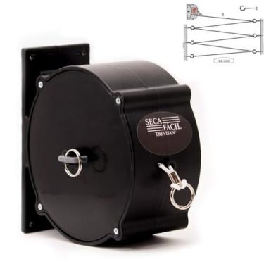 Imagem de Varal Retrátil Parede Recolhível Roupas Corda 30m Manivela Cores Trevisan (Preto)