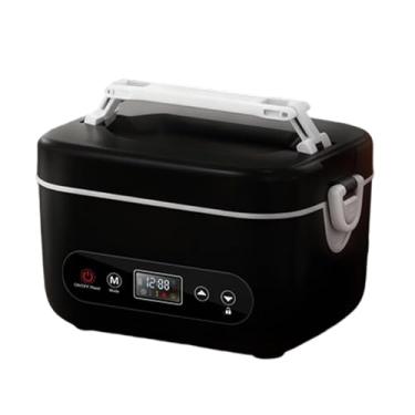 Imagem de YWJLQH Lancheira elétrica sem fio, aquecedor de alimentos, recarregável, em aço inoxidável, ideal para trabalho, escritório e, Preto