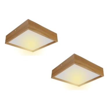 Imagem de Kit C/ 2 Plafon Quadrado Madeira 25x25cm Freijó Kazaa Decor - Freijó