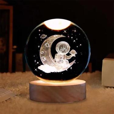Imagem de Luminária de Mesa Bola de Cristal com LED - Luz Noturna para Quarto, Presente Decorativo 3D para Natal e Aniversário(2001-19)