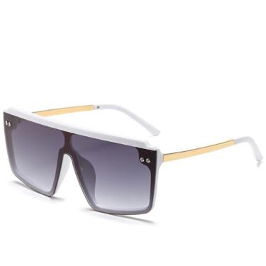 Imagem de JRLLFD Óculos de sol punk grande feminino, armação grande, luxuoso, masculino, esportivo, à prova de vento, UV400 (branco, gradiente, cinza)