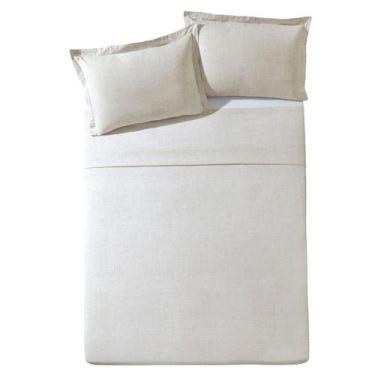 Imagem de Jogo de Cama Casal Döhler Uni Natural 100% Algodão 180 fios 4 peças