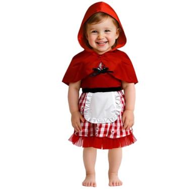Imagem de ROC PARTY Fantasia de Chapeuzinho Vermelho para Crianças 2T 3T 4T, Vestido de Personagem de Livro de Histórias com Capa com Capuz para Halloween e dramatização, P