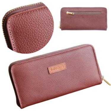 Imagem de Carteira Feminina Ziper Couro Legítimo Marca Bellvolpe, Havana