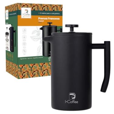 Imagem de Cafeteira de Prensa Francesa com Parede Dupla em Aço Inoxidável,700 ml,Filtragem Perfeita, Aço Inox 304.