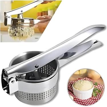 Imagem de Espremedor de Batata Manual em Aço Inox, 26,5 x 9 cm, Utensílio de Cozinha para Purê