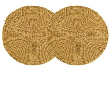Imagem de Sousplat Redondo de Vime Rattan 38cm Jogo Americano em Palha Natural Marrom Elegância Rústica para Mesa Posta e Decoração 0016 0016 (2 Unidades)