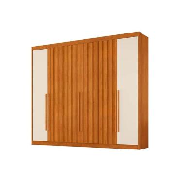 Imagem de Guarda Roupa Casal 6 Portas 4 Ripadas e 6 GavetasAtenas Cinamomo/Off White - Conquista