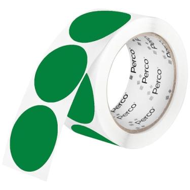 Imagem de Perco Etiquetas adesivas redondas perfuradas verdes de 5 cm — 250 adesivos redondos por rolo — com adesivo permanente para organização, codificação de cores, etiquetagem de caixote e alertas de