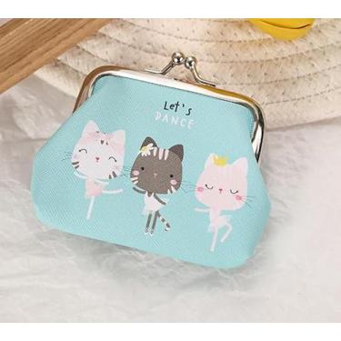 Imagem de Bolsa feminina com tema de gato, bolsa de couro PU rosa com porta-cartão, carteira fofa estilo gato para troca de moedas e pequenos itens essenciais
