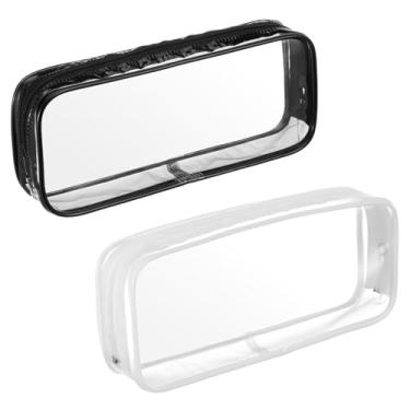 Imagem de MBAIYO Bolsa de lápis transparente de PVC com zíper, bolsa transparente para canetas, artigos de higiene pessoal, estojo para lápis de exame, mala de viagem, bolsa de cosméticos para maquiagem