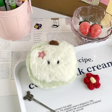 Imagem de Bolsa de moedas Kawaii Fuzzy – Linda carteira feminina de pelúcia com alça de pulso, porta-passaporte de viagem em opções de cores verde e vermelha, Verde