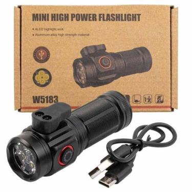 Imagem de Lanterna Tática Militar 4 Led Pesca Camping Recarregável Bateria e USB