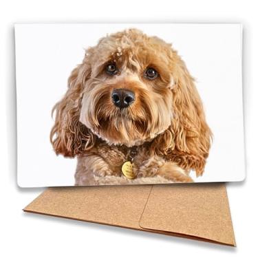 Imagem de Fava Bean Productions Cavapoo Cartão Retrato, Cartão de Doodle (Branco Dentro com Linda Imagem Dentro) - Adequado para todas as ocasiões - 540