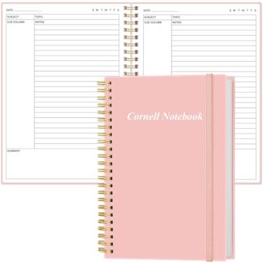 Imagem de A5 Cornell Notes Notebook - College Spiral Cornell Notebooks for Note Taking, Subject College Ruled Notebook Steno Pads for Office/School/Home, 5.8" x 8.5", Pink