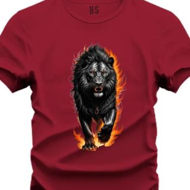 Imagem de Camiseta Personalizada Leão Sobre Fogo Tecido Premium do P ao G3 - Hs,