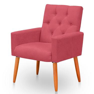 Imagem de Poltrona Para Sala Reforçada Confortável íris Suede Cor Rosa