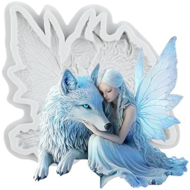 Imagem de MYPRACS Molde de silicone Angel Wolf Fondant para decoração de bolos de açúcar, topo de cupcake, pasta de goma de chocolate, argila de polímero