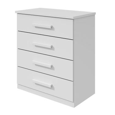 Imagem de Cômoda De Madeira 4 Gavetas Branco Baião Lopas Branco