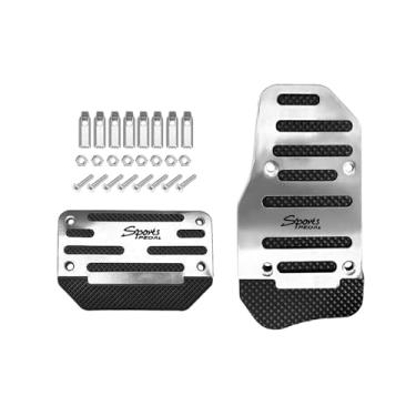 Imagem de HQRNYP 2 peças, capa antiderrapante para pedal de carro, capa de pedal de freio, protetor de pedal de freio automotivo de liga de alumínio, kit de protetor de pedal de acelerador de transmissão