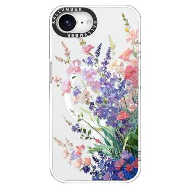 Imagem de sallvmbek Capa para iPhone 16e de 6,1 polegadas, compatível com MagSafe, estampa de flores florais com design fofo, capa protetora magnética à prova de choque TPU para mulheres e mulheres