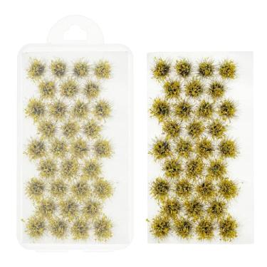 Imagem de Woohome Tufos de grama estática agrupamento de flores grupos de vegetação em miniatura aglomerados de flores para terreno cenário ferroviário paisagem de mesa, amarelo