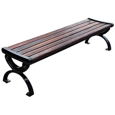 Imagem de HHHJQFAAT Banco de metal para uso externo, estrutura de ferro fundido e madeira anticorrosiva, banco retrô para varanda com encosto de braço