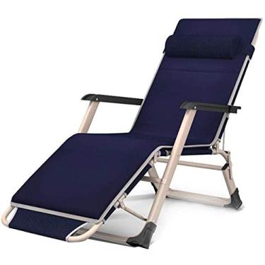 Imagem de Espreguiçadeira de jardim, cadeira dobrável, dobrável, reclinável de praia, ajustável, espreguiçadeira, para pessoas pesadas (cor, sem almofada), com almofada