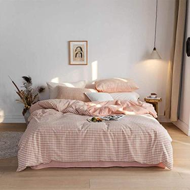 Imagem de Conjunto de cama Crash s Tomate vermelho/amarelo, roupa de cama de algodão lavado, cor lisa, cor de cama de solteiro/casal 6 tamanho Queen 4 peças (cor 6 tamanho Queen 4 peças)