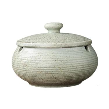 Imagem de Cinzeiro redondo criativo cinzeiro de cerâmica escritório sala de estar retro selado com tampa cilindro de charuto cinza doméstico para escritório em casa