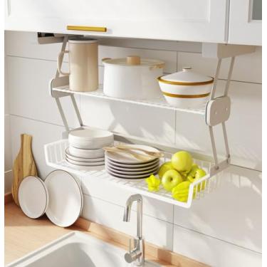 Imagem de JYXYXSCP Prateleira organizadora de cozinha, organizador de armário de prateleira de puxar para baixo, sistema de escorredor de louça, pequeno armário de parede para cozinha