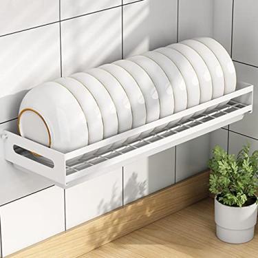 Imagem de Suporte de utensílios, escorredor de louça, suporte de armazenamento de placa de aço inoxidável montado na parede com bandeja de drenagem, organizador de prateleira de suprimentos de cozinha, suporte