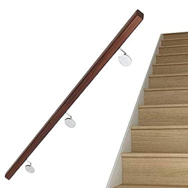 Imagem de SENNIAN Corrimãos de escada (1,2 m - 6 m), corrimão de madeira, varão de suporte de corrimão de escada antiderrapante para corredor, kit de barra de apoio de parede para escadas de hospital/casa