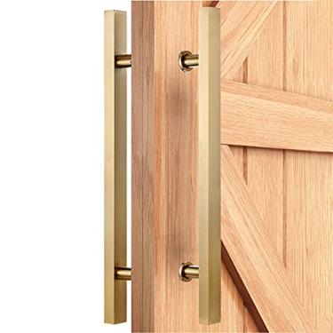 Imagem de Puxador de porta de celeiro, puxador de porta deslizante de aço inoxidável para porta de vidro de madeira, maçanetas de entrada de aço comercial/preto/50 cm (ouro 80 cm/32 polegadas)