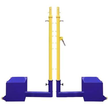 Imagem de 3FLQOOPP Conjunto de rede ajustável de voleibol/badminton, bastões ajustáveis portáteis de 1,55 m a 2,4 de altura, base resistente com rodas, ideal para quintal, quadra, esportes de praia (azul estilo