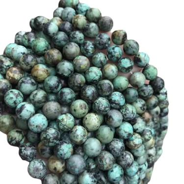 Imagem de Lady Works Fio de pedra natural turquesa africana de 33 cm, contas lisas redondas de 10 mm para fazer joias DIY. | Beads_00995