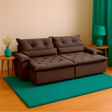 Imagem de Sofá Retrátil Agatha Londres Montano Veludo Jolie 2m Marrom