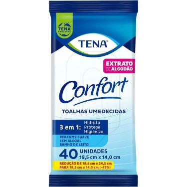 Imagem de Toalha Umedecida Tena Confort 3 em 1 com Camomila e Ale Vera Compacta 40 Unidades