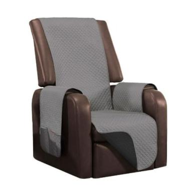 Imagem de Capa Protetora Impermeável para Poltrona de 1 Lugar, Dupla Face, 100% Poliéster, 2,10m x 1,90m, Assento 50cm, com Bolsos (Capa Impermeável, Preta/Cinza)