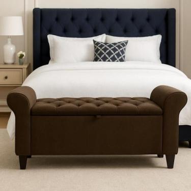 Imagem de Recamier Baú Divã Paris 190cm P/ Cama King LV MÓVEIS - LV MOVEIS, marr