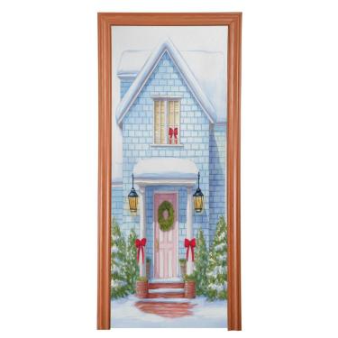 Imagem de Blueangle Capa de porta de guirlanda de Natal elástica - Faixa de porta frontal de tecido elástico para Natal, decoração de festa em casa ao ar livre (751)