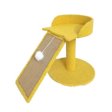 Imagem de Ioensy Árvore de gato com poleiro com torre de atividade de arranhões, com brinquedo de bola de sisal sisal scratcher para gatinho de gato, Amarelo