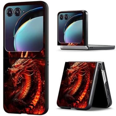 Imagem de BREIDMKFM Capa protetora para Motorola Razr 2025, capa protetora de carregamento sem fio para Moto Razr 60, Fire Red Dragon