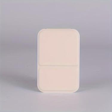 Imagem de Espelho de maquiagem dobrável, espelho portátil de couro PU com suporte ajustável, espelho de bolso ultrafino compacto para presentes de mesa de toucador de bolsa - marrom claro