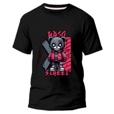Imagem de Camiseta Streetwear Básica Estampada Urso Street Em Algodão Camisa Pre