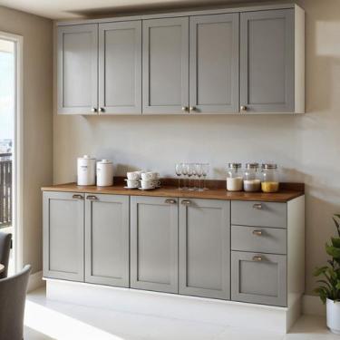 Imagem de Cozinha Modulada 4 Peças com 2 Aéreos e 2 Balcões 100% Mdf Portas Amer